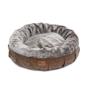 Harley Dog Bed Faux Leather / Rabbit Faux Fur